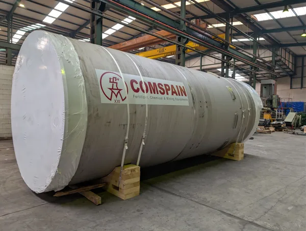 Two rotary dryer shells for a dicalcium phosphate (DCP) plant
