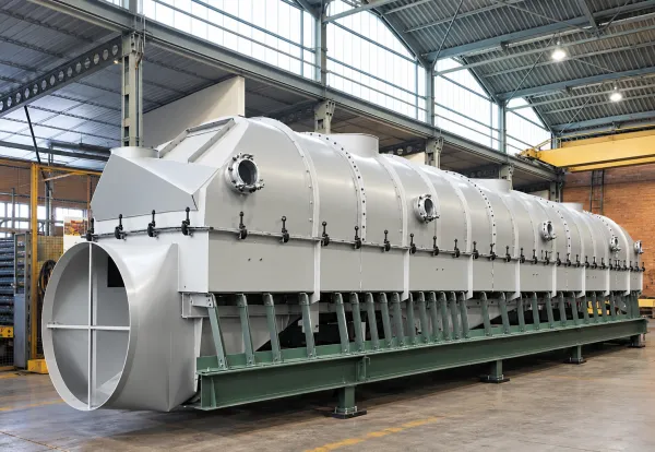 Vibrating fluid bed on leaf springs for organo-mineral fertilizers